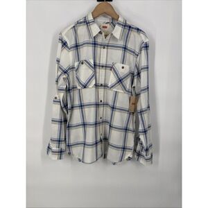 Levis Men Button Up Shirt Medium‎ Plaid Cotton Blend Woven Western Casual Cowboy